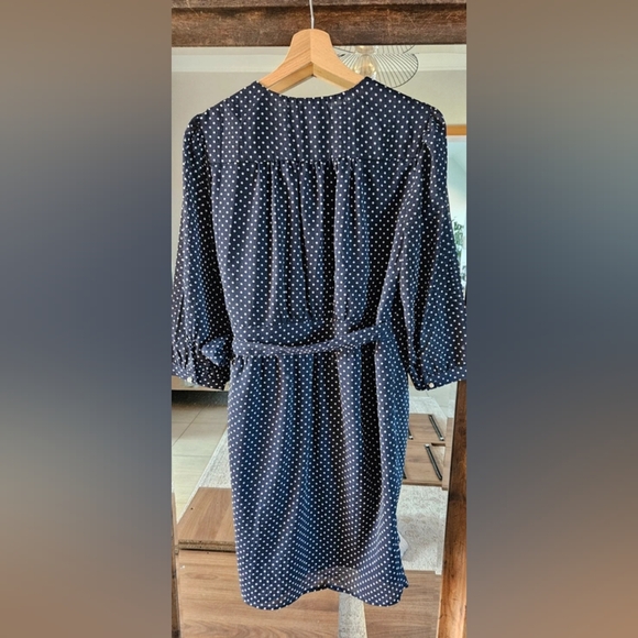 H&M Dark Blue Polka Dot Long Sleeve Dress - Picture 2 of 5